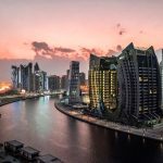 DaVinci Tower by Pagani exterior in Business Bay overlooking Dubai Canal