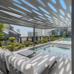 Rooftop infinity pool with Dubai skyline views at DaVinci Tower